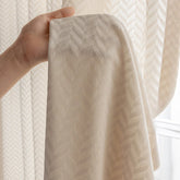 Cortina Personalizada Transparente Anita Cozy Bege Jacquard Chevron